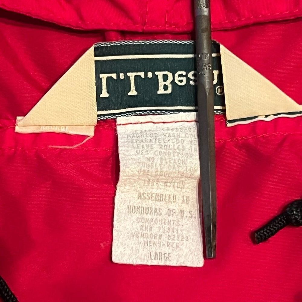 Mens VTG’ 90s L.L. BEAN Red Anorak Windbreaker Jacket / Size Medium - Picture 5 of 6